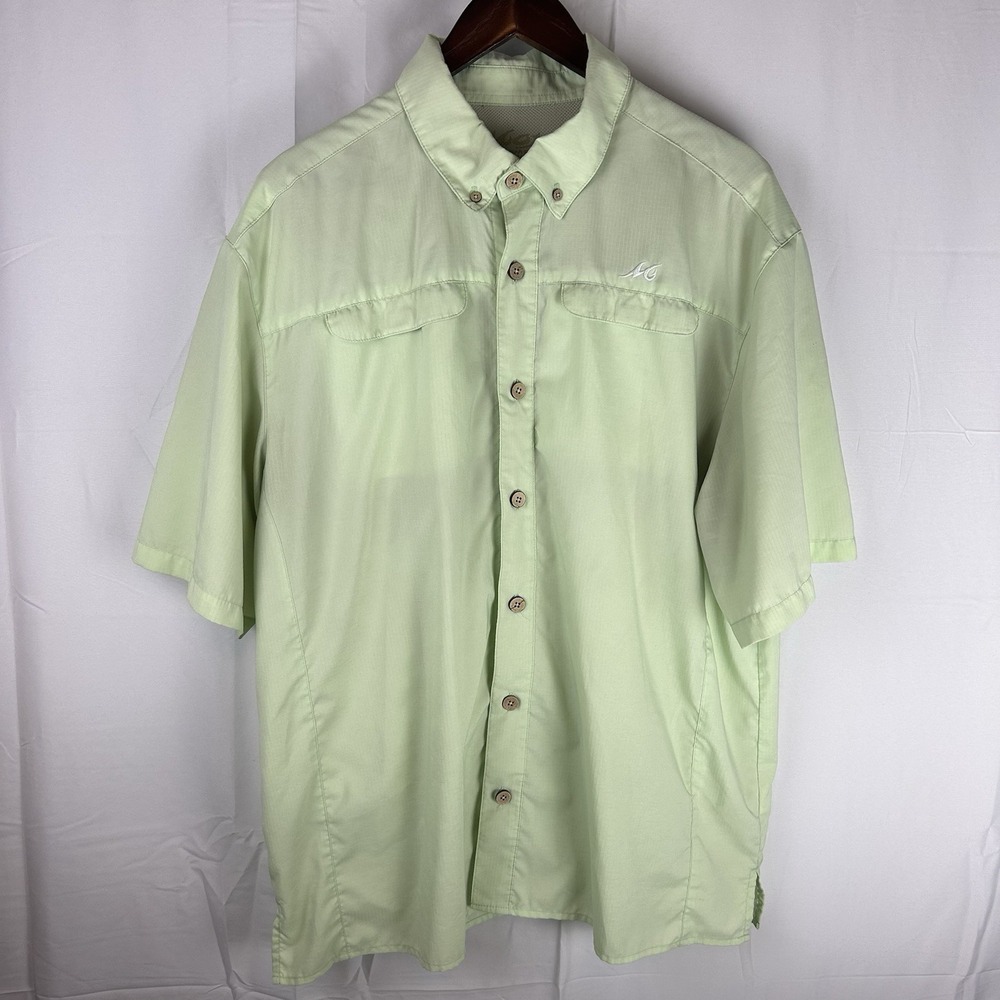 Mojo Sportswear‎ Mens XL Vented Button Shirt Short Sleeve Green